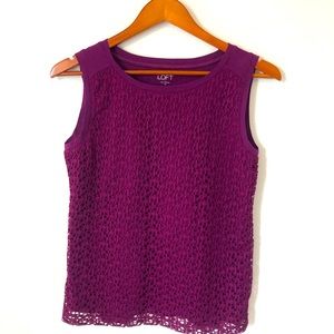 LOFT Sleeveless Top XS Lace and Cotton